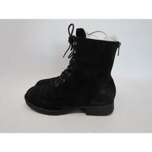 Born Womens Size 7 M Black Suede Zip Laces Ankle Fashion Boots Bootie